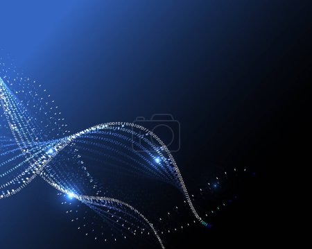 Ilustración de Luz de neón curva con fondo de tecnología de código azul - Imagen libre de derechos