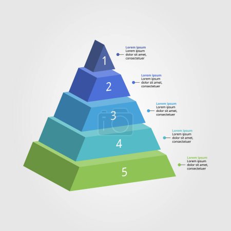 Illustration for Pyramid chart template for infographic for presentation for 5 element - Royalty Free Image