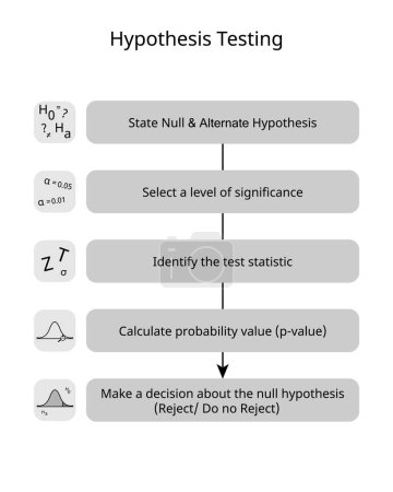 Illustration for Process of Statistical Hypothesis Testing with icon - Royalty Free Image