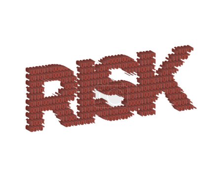 Ilustración de Gestión de riesgos de TI isométrica Implementación con número de código dentro de la palabra riesgo - Imagen libre de derechos