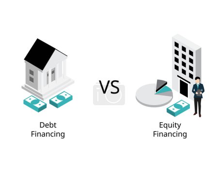 Ilustración de Financiación de deuda en comparación con la financiación de capital - Imagen libre de derechos