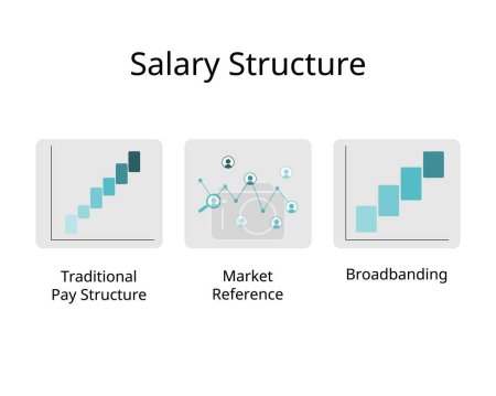 Ilustración de Tipos de estructura salarial o estructura salarial para salarios tradicionales, referencia en el mercado, banda ancha - Imagen libre de derechos