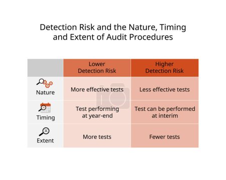 normas internacionales sobre las pruebas de auditoría del riesgo de detección y la naturaleza, alcance y calendario del procedimiento de auditoría