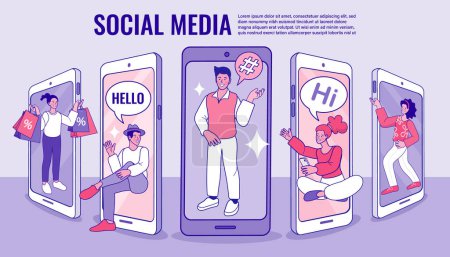 Illustration for Communication, chat concept. Social activism. social media. Vector flat illustration. - Royalty Free Image
