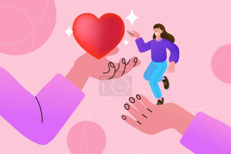 Women's hands with hearts. support or help community. Emoticons for social media. vector illustration.
