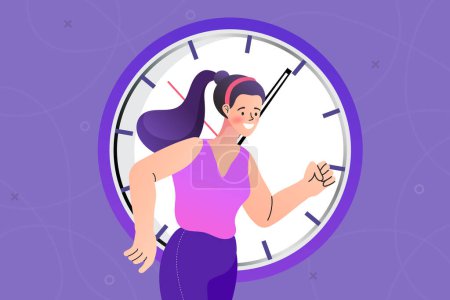 Illustration for Concept time management. effective planning for productive work, deadline. vector outline illustration. - Royalty Free Image