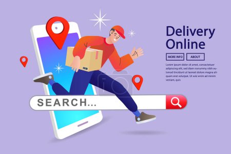 Illustration for Online ordering service Deliver products to customers - Royalty Free Image