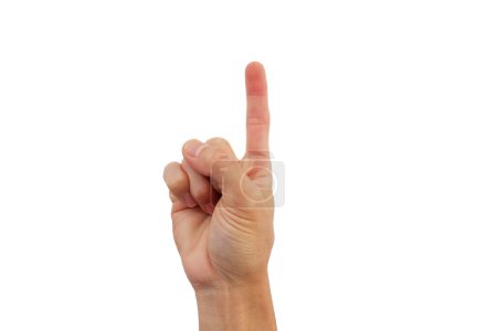 Foto de Mano gesto que muestra "No estoy de acuerdo" sobre un fondo blanco. - Imagen libre de derechos
