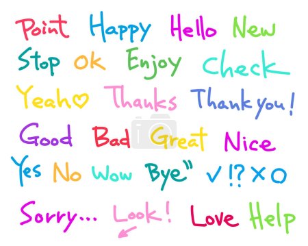 Illustration for Frequently used English words handwritten ,vector - Royalty Free Image