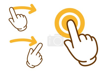 Ilustración de Tap, Swipe finger icon, vector illustration Swipedirection arrow pointing finger - Imagen libre de derechos