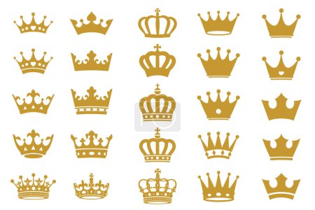 Ilustración de Silueta simple de conjunto de corona, ilustración vectorial - Imagen libre de derechos
