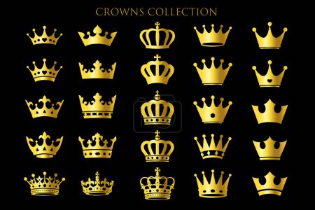 Téléchargez les illustrations : Silhouette simple de couronne sertie, illustration vectorielle - en licence libre de droit