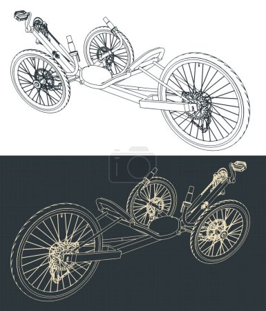 Téléchargez les illustrations : Illustration vectorielle stylisée des plans de vélo couché - en licence libre de droit