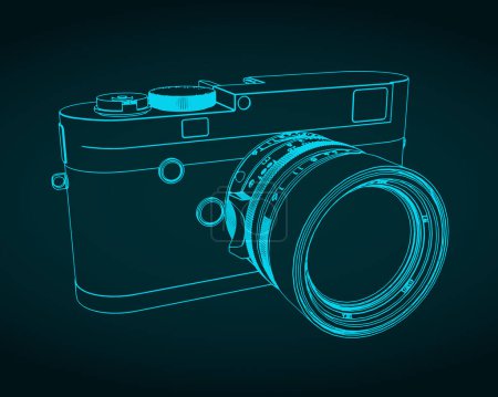 Téléchargez les illustrations : Illustration vectorielle stylisée du plan de la caméra télémétrique sans miroir - en licence libre de droit