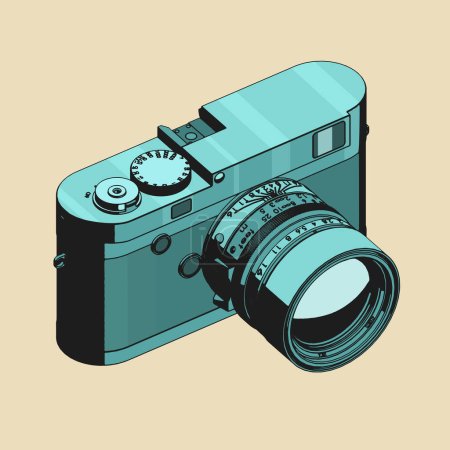 Téléchargez les illustrations : Illustration vectorielle stylisée de la caméra télémétrique sans miroir - en licence libre de droit