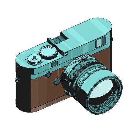 Téléchargez les illustrations : Illustration vectorielle stylisée de la caméra télémétrique sans miroir - en licence libre de droit