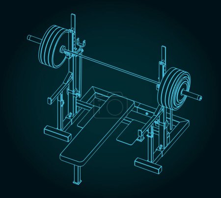 Illustration for Stylized vector illustration of press weight adjustable squat rack bench - Royalty Free Image
