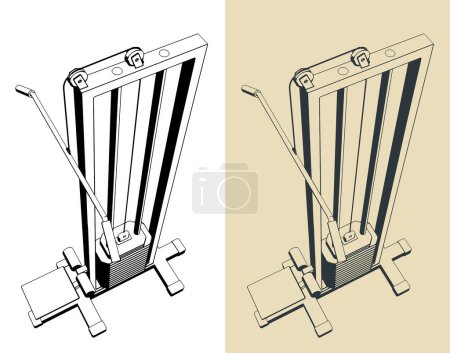 Illustration for Stylized vector illustrations of gym equipment. Lat pulldown machine - Royalty Free Image