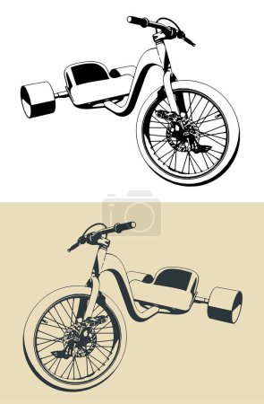 Illustration for Stylized vector illustrations of drift trike - Royalty Free Image
