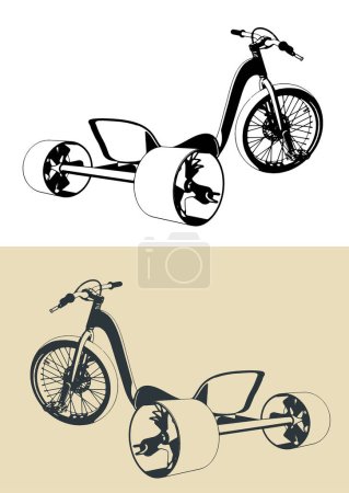 Illustration for Stylized vector illustrations of drift trike - Royalty Free Image