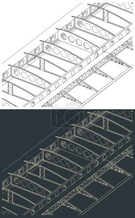 Ilustración de Ilustraciones vectoriales estilizadas de planos de estructura de ala de avión - Imagen libre de derechos