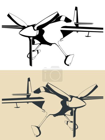 Illustration for Stylized vector illustration of light sport aircraft close-up - Royalty Free Image
