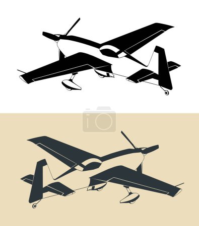 Illustration for Stylized vector illustration of light sport aircraft - Royalty Free Image