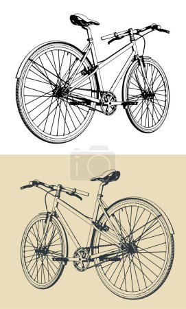 Téléchargez les illustrations : Illustrations vectorielles d'un vélo classique - en licence libre de droit