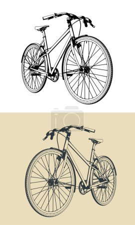 Téléchargez les illustrations : Illustrations vectorielles d'un vélo classique - en licence libre de droit
