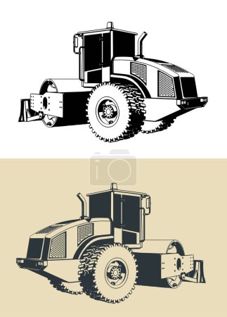 Téléchargez les illustrations : Illustrations vectorielles stylisées de rouleau de route - en licence libre de droit
