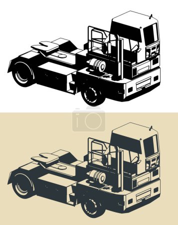 Illustration for Stylized vector illustrations of a terminal tractor - Royalty Free Image
