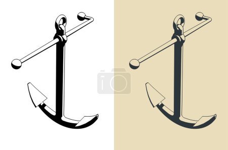 Stylized vector illustrations of kedge anchor