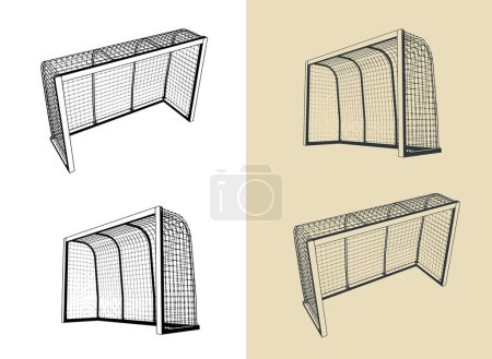 Stylized vector illustrations of mini-football gates