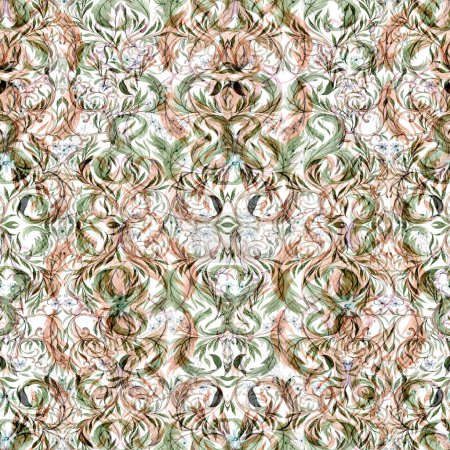 Téléchargez les photos : Watercolor  vintage abstract  floral seamless pattern texture. Arab tiles. Illustration - en image libre de droit