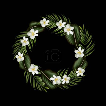 Foto de Corona tropical con hojas verdes y flores. ilustración - Imagen libre de derechos