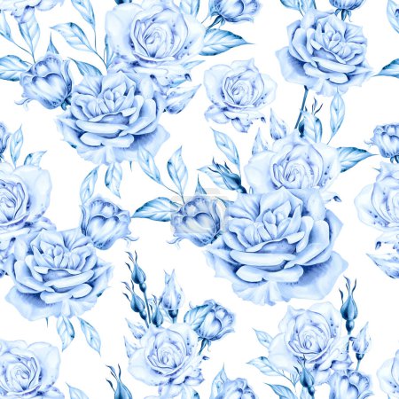 Téléchargez les photos : Aquarelle motif sans couture avec des fleurs de roses. Illustration - en image libre de droit