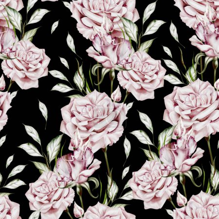 Photo for Watercolor seamless pattern with roses  flowers.  Illustration - Royalty Free Image