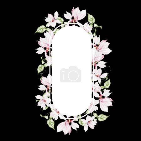 Foto de Tarjeta de boda de acuarela con flores y hojas de magnolia. Ilustración - Imagen libre de derechos