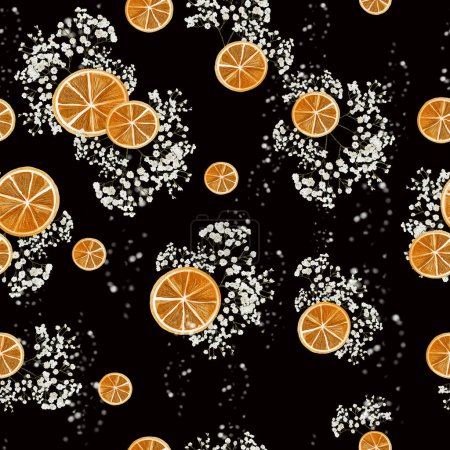 Photo for Watercolor seamless pattern with citrus. Illustration - Royalty Free Image