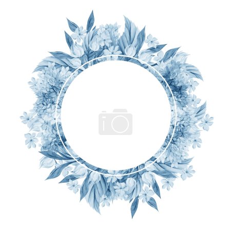 Photo for Wedding watercolor card with hydrangea leaves and flowers.Illustration - Royalty Free Image