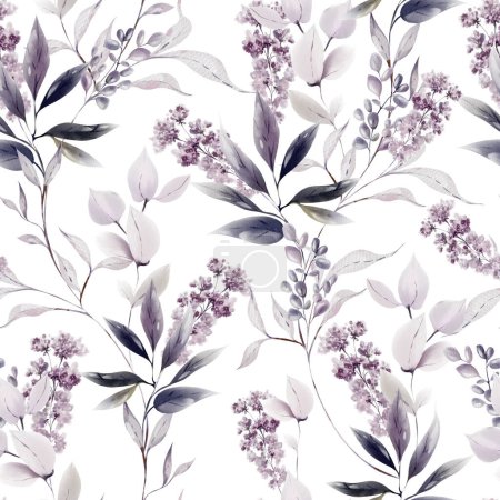 Photo for Watercolor seamless pattern with leaves. Illustration - Royalty Free Image
