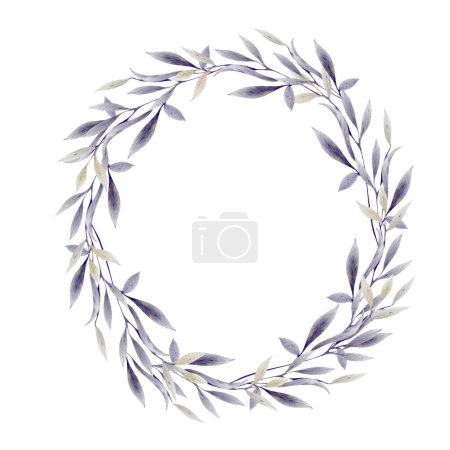 Photo for Watercolor wedding wreath with leaves. Illustration - Royalty Free Image
