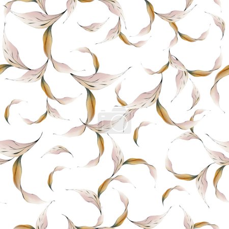 Téléchargez les photos : Watercolor pattern with  wisteria flowers and leaves. Illustration - en image libre de droit