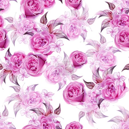 Téléchargez les photos : Motif aquarelle avec les différentes fleurs de roses. Illustration - en image libre de droit