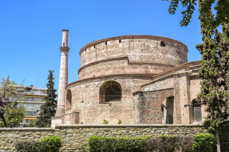 Photo for Rotunda mausoleum of Galerius in the city center of Thessaloniki, Greece, landmark and historic monument built in 4th century, now museum and Orthodox Church of Agios Georgios, blue sky, copy space - Royalty Free Image