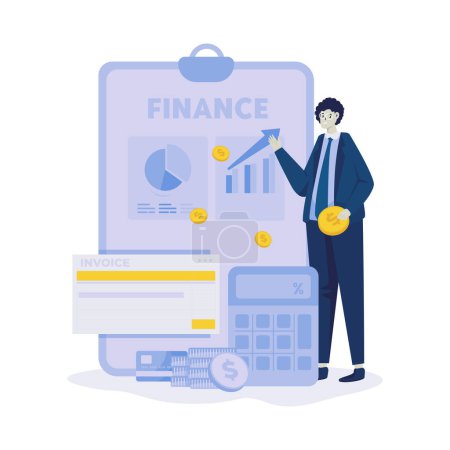 Téléchargez les illustrations : Illustration vectorielle du rapport financier comptable - en licence libre de droit