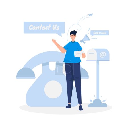 Marketing contact support flat design