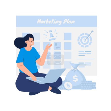 Téléchargez les illustrations : Stratégie de planification marketing illustration plate design - en licence libre de droit