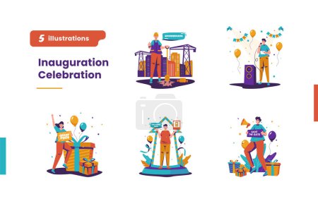 Illustration for Ceremonial opening or inauguration illustration bundle pack - Royalty Free Image
