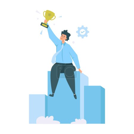 Illustration for Be a winner with getting trophy on market challenge vector illustration - Royalty Free Image